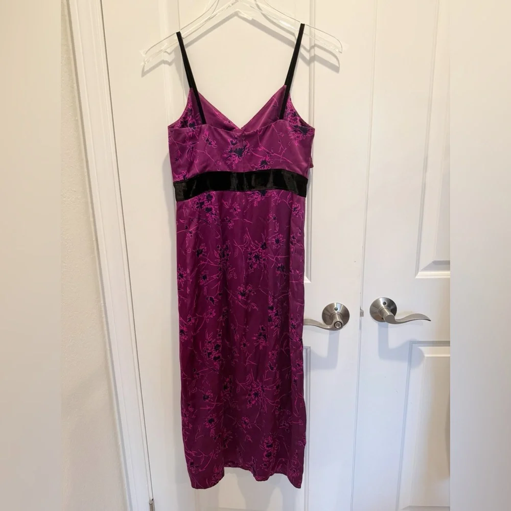 CINQ A SEPT Lara Silk Midi Dress Embossed Floral size 0 - Picture 3 of 8